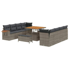 Tuinbankenset 11 pcs Grijs Poly rattan en gepoedercoat staal