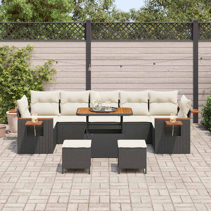 Tuinbankenset met kussen 10 pcs Zwart en Crème