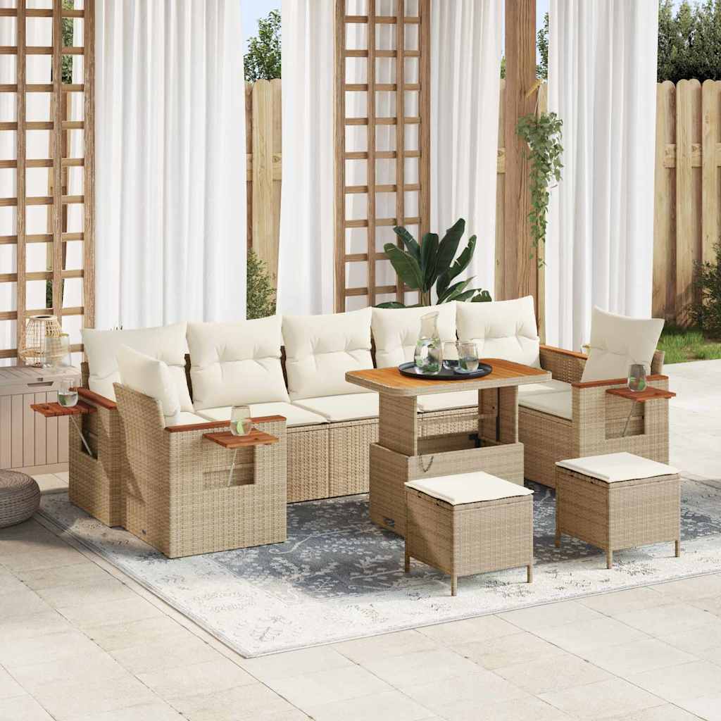 Tuinbankenset met kussen 10 pcs Beige en Crème