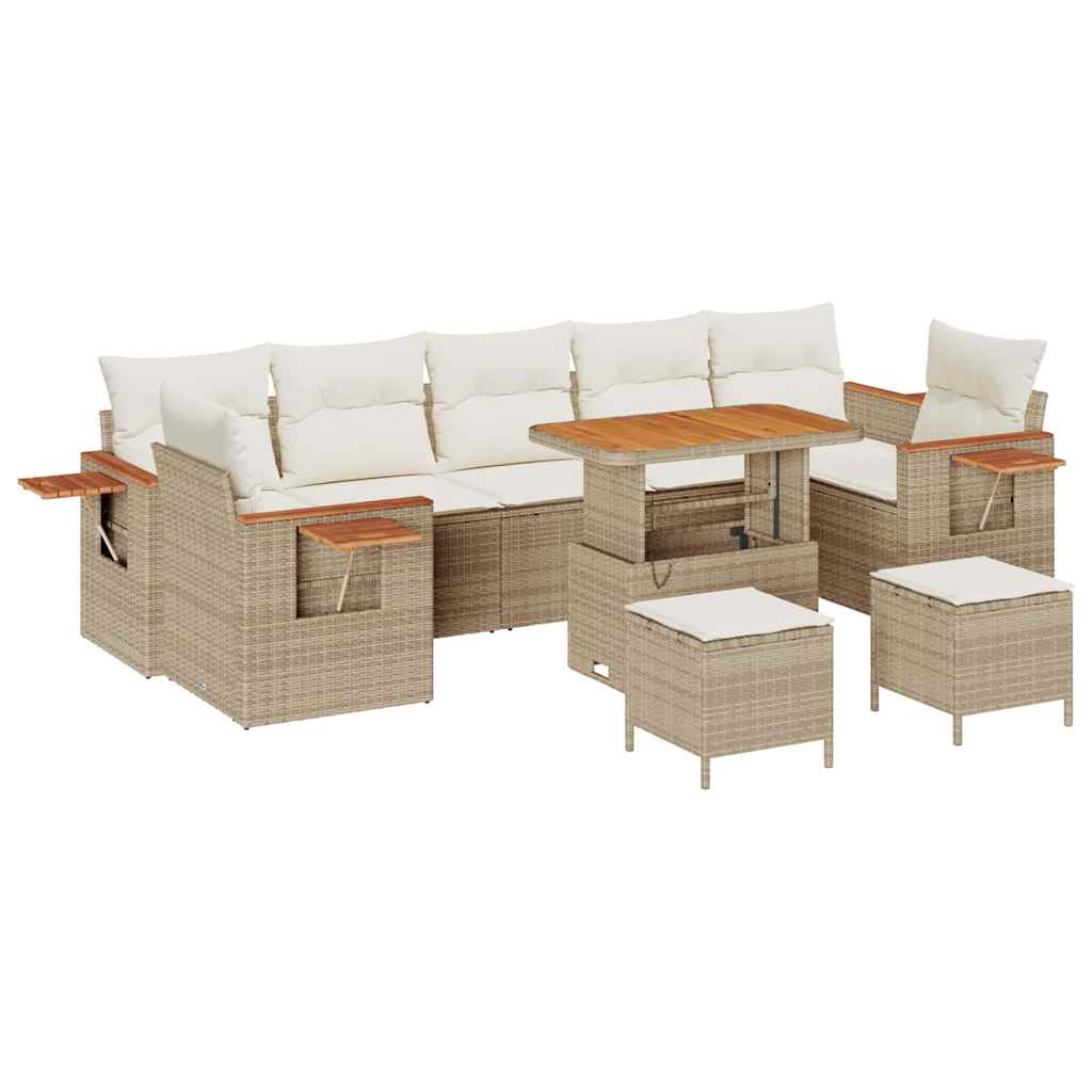 Tuinbankenset met kussen 10 pcs Beige en Crème