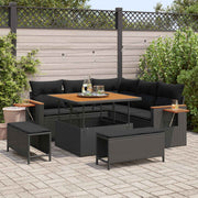 Tuinbankenset poly rattan zwart