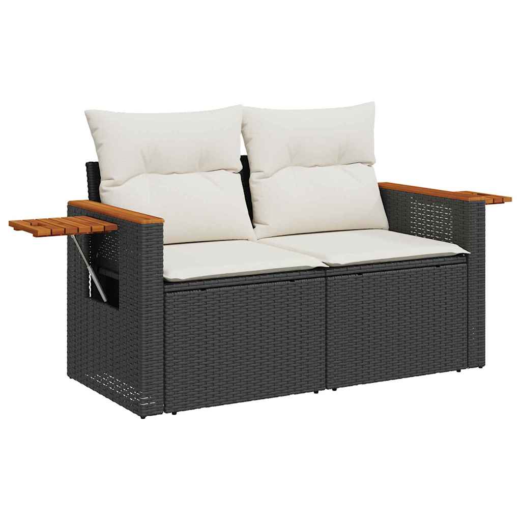 Tuinbankenset met kussen 8 pcs Zwart en Crème