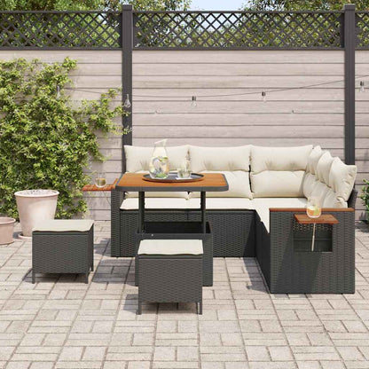 Tuinbankenset met kussen 8 pcs Zwart en Crème