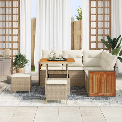 Tuinbankenset met kussen 8 pcs Beige en Crème
