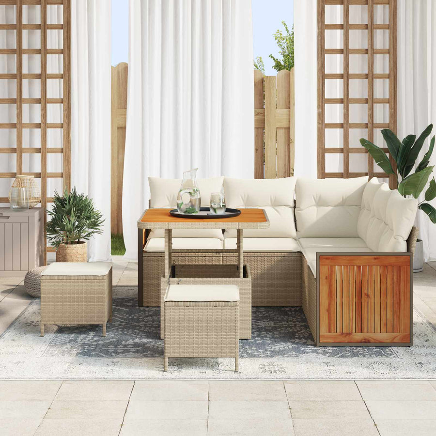 Tuinbankenset met kussen 8 pcs Beige en Crème