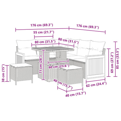 Tuinbankenset met kussen 8 pcs Beige en Crème