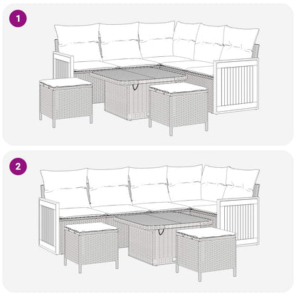 Tuinbankenset met kussen 8 pcs Beige en Crème