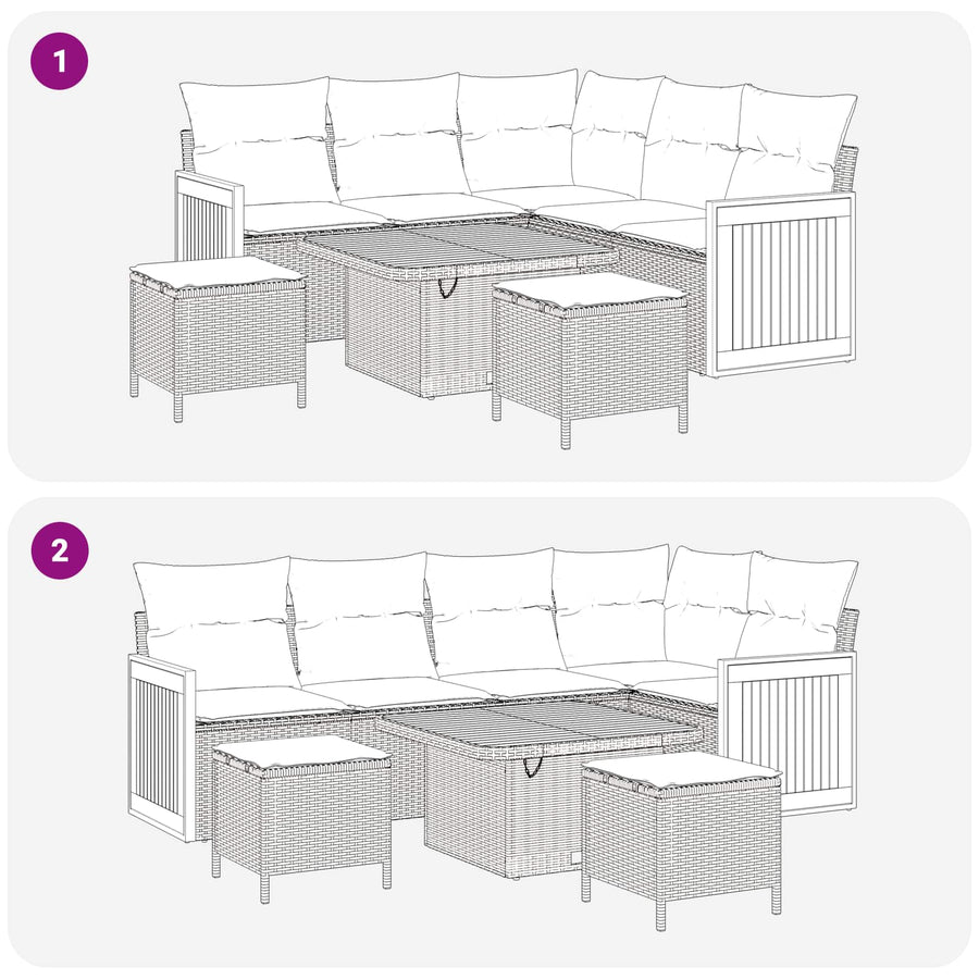 Tuinbankenset met kussen 8 pcs Beige en Crème