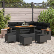 Tuinbankenset poly rattan staal zwart 110x55x71 cm