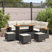 Tuinbankenset poly rattan 110x55x71 cm zwart crème