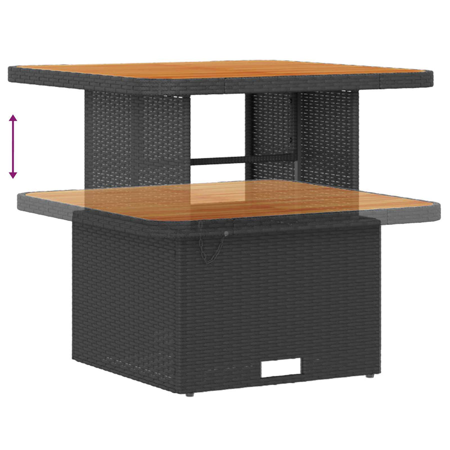 Tuinbankenset 9 pcs Zwart Poly rattan en gepoedercoat staal