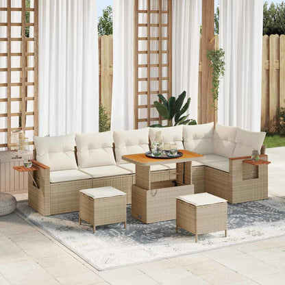 Tuinbankenset met kussen 9 pcs Beige en Crème