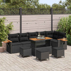 Tuinbankenset poly rattan zwart 110x55x71 cm
