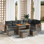 Tuinbankenset poly rattan gepoedercoat staal grijs