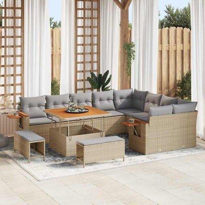 Tuinbankenset met kussen 12 pcs Beige en Licht Grijs