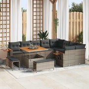 Tuinbankenset poly rattan gepoedercoat staal grijs