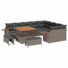 Tuinbankenset 12 pcs Grijs Poly rattan en gepoedercoat staal