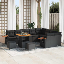 Tuinbankenset 12 pcs Zwart Poly rattan en gepoedercoat staal