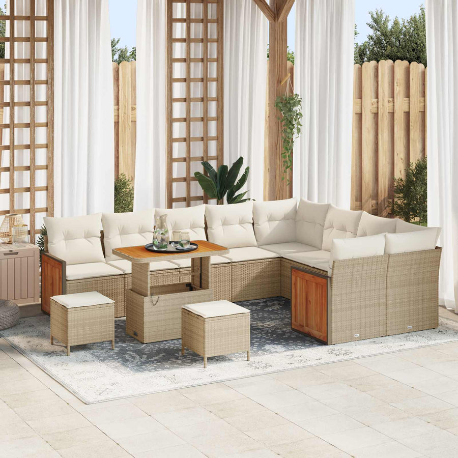 Tuinbankenset met kussen 12 pcs Beige en Crème