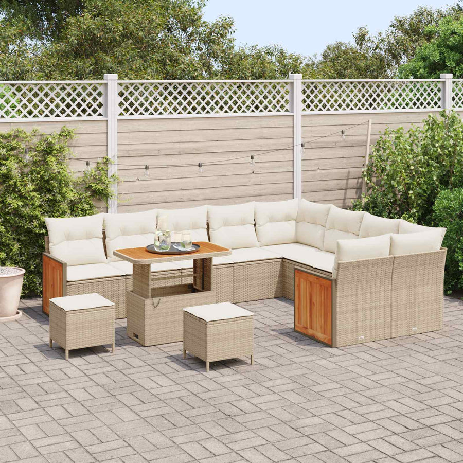Tuinbankenset met kussen 12 pcs Beige en Crème