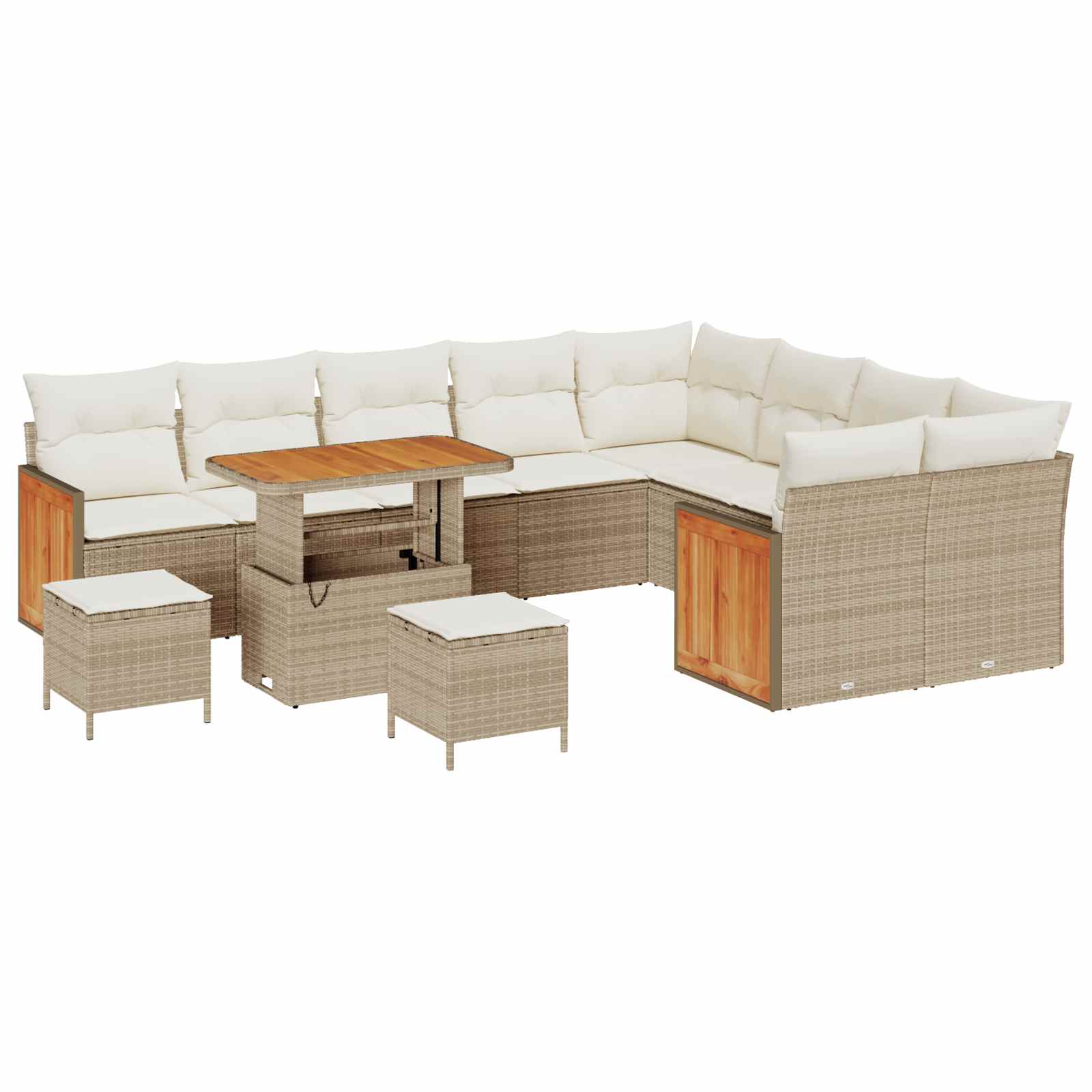Tuinbankenset met kussen 12 pcs Beige en Crème