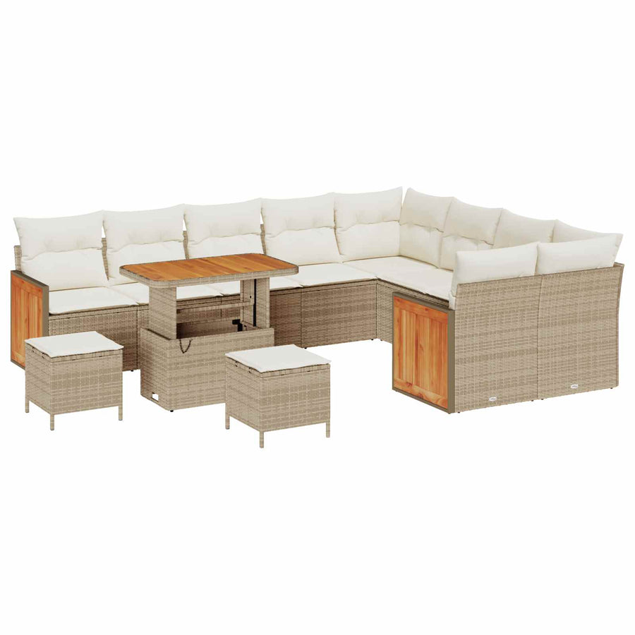 Tuinbankenset met kussen 12 pcs Beige en Crème