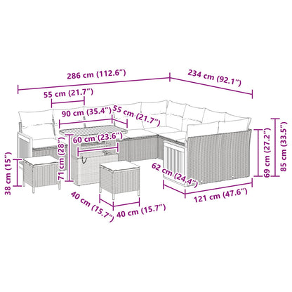Tuinbankenset met kussen 12 pcs Beige en Crème