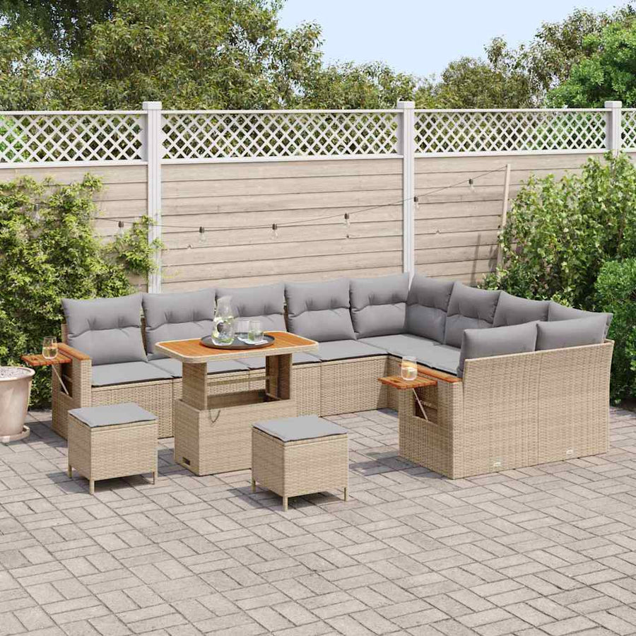Tuinbankenset met kussen 12 pcs Beige en Licht Grijs