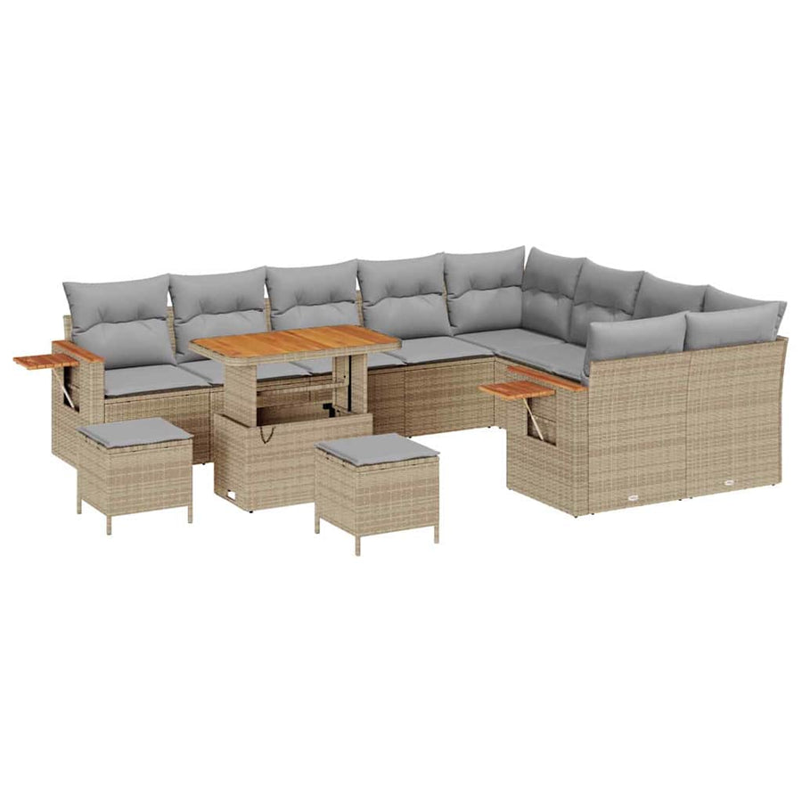 Tuinbankenset met kussen 12 pcs Beige en Licht Grijs