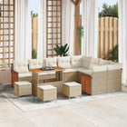 Tuin loungeset 13-delig poly rattan acaciahout beige crème
