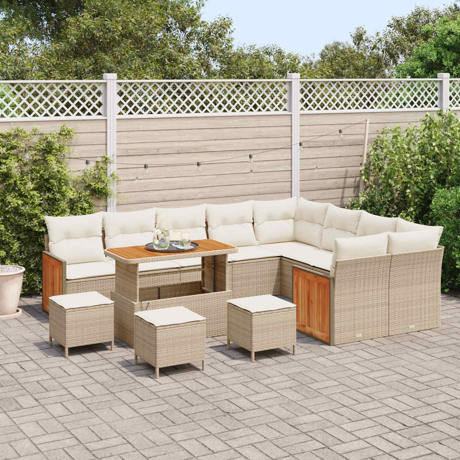 Tuinbankenset met kussen 13 pcs Beige en Crème