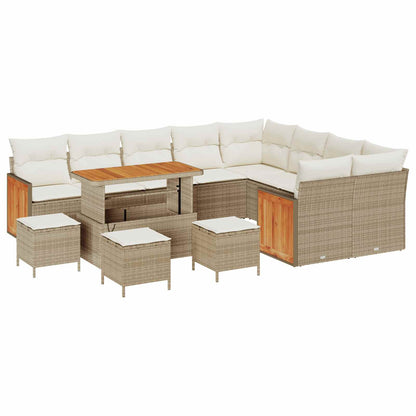 Tuinbankenset met kussen 13 pcs Beige en Crème