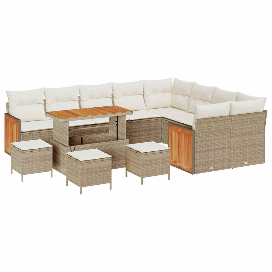 Tuinbankenset met kussen 13 pcs Beige en Crème