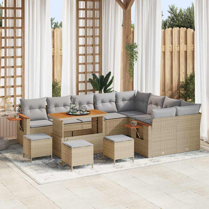 Tuinbankenset met kussen 13 pcs Beige en Licht Grijs