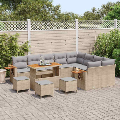 Tuinbankenset met kussen 13 pcs Beige en Licht Grijs