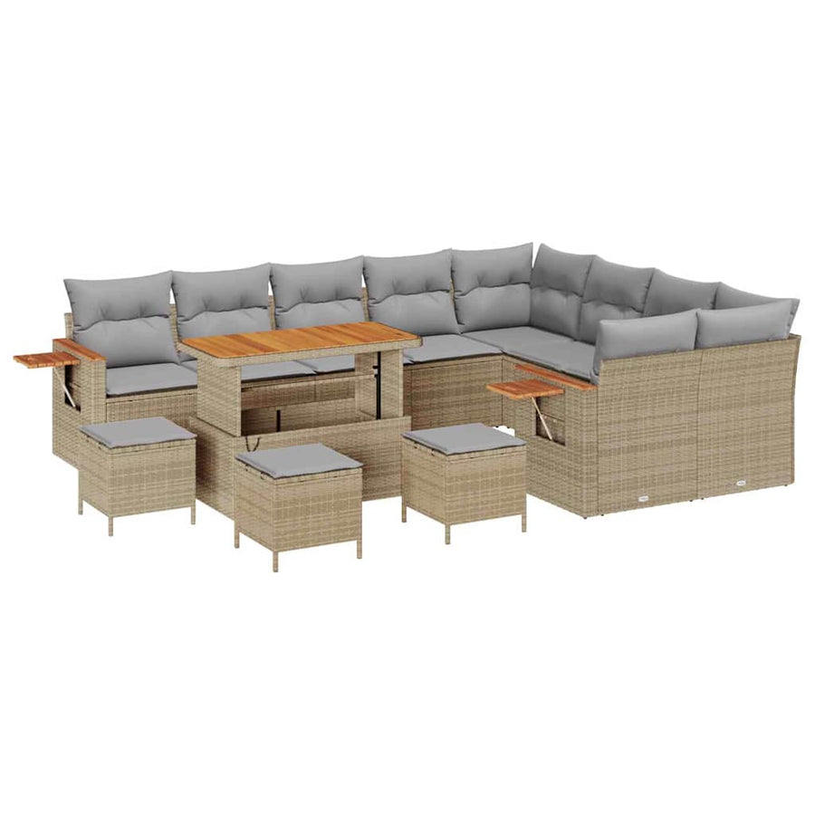 Tuinbankenset met kussen 13 pcs Beige en Licht Grijs