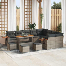 Tuinbankenset 13 pcs Grijs Poly rattan en gepoedercoat staal
