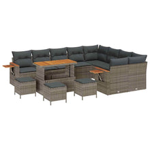 Tuinbankenset 13 pcs Grijs Poly rattan en gepoedercoat staal