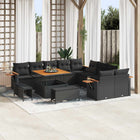 Tuinbankenset poly rattan zwart