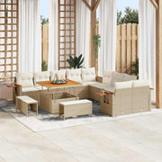 Garden Bench Set with Cushion 13 pcs Beige and Cream