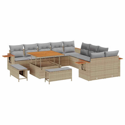 Tuinbankenset met kussen 13 pcs Beige en Licht Grijs