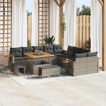Tuinbankenset 13 pcs Grijs Poly rattan en gepoedercoat staal