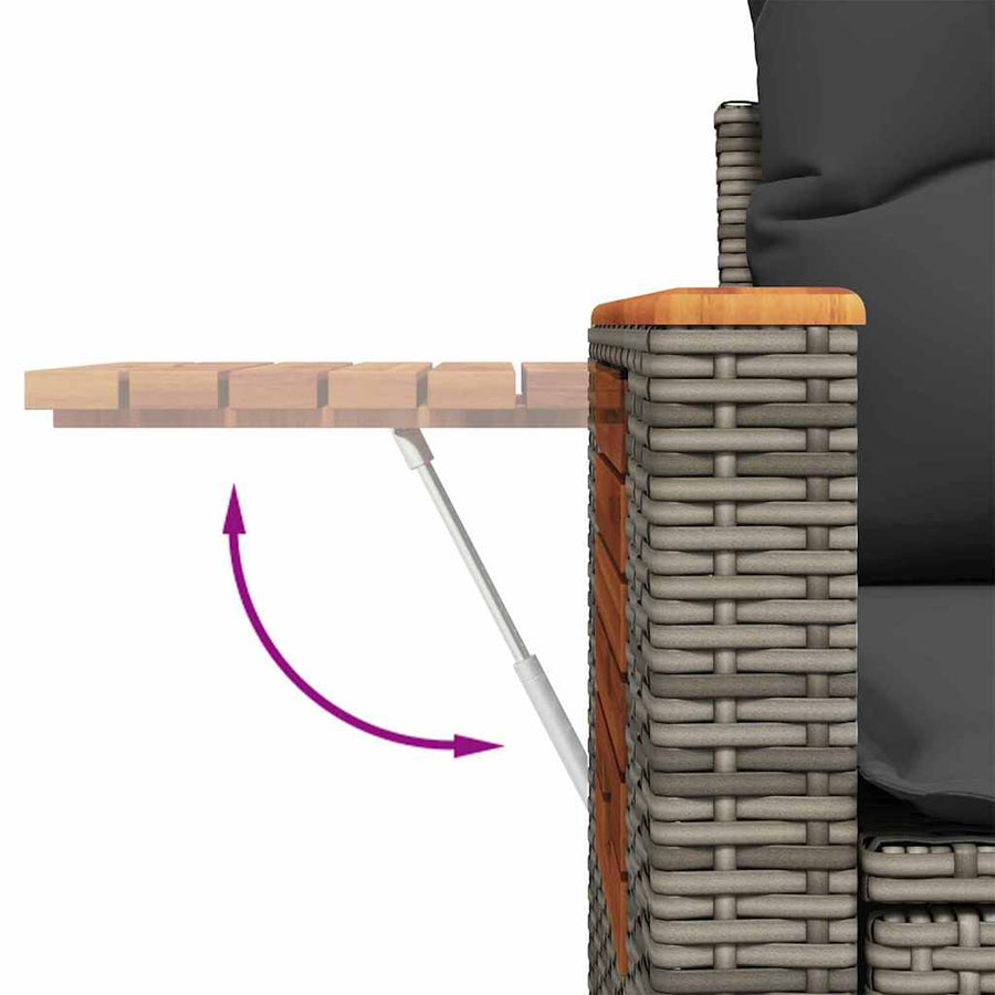 Tuinbankenset 13 pcs Grijs Poly rattan en gepoedercoat staal
