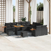 Tuinbankenset poly rattan zwart