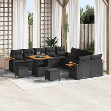 Tuinbankenset 13 pcs Zwart Poly rattan en gepoedercoat staal