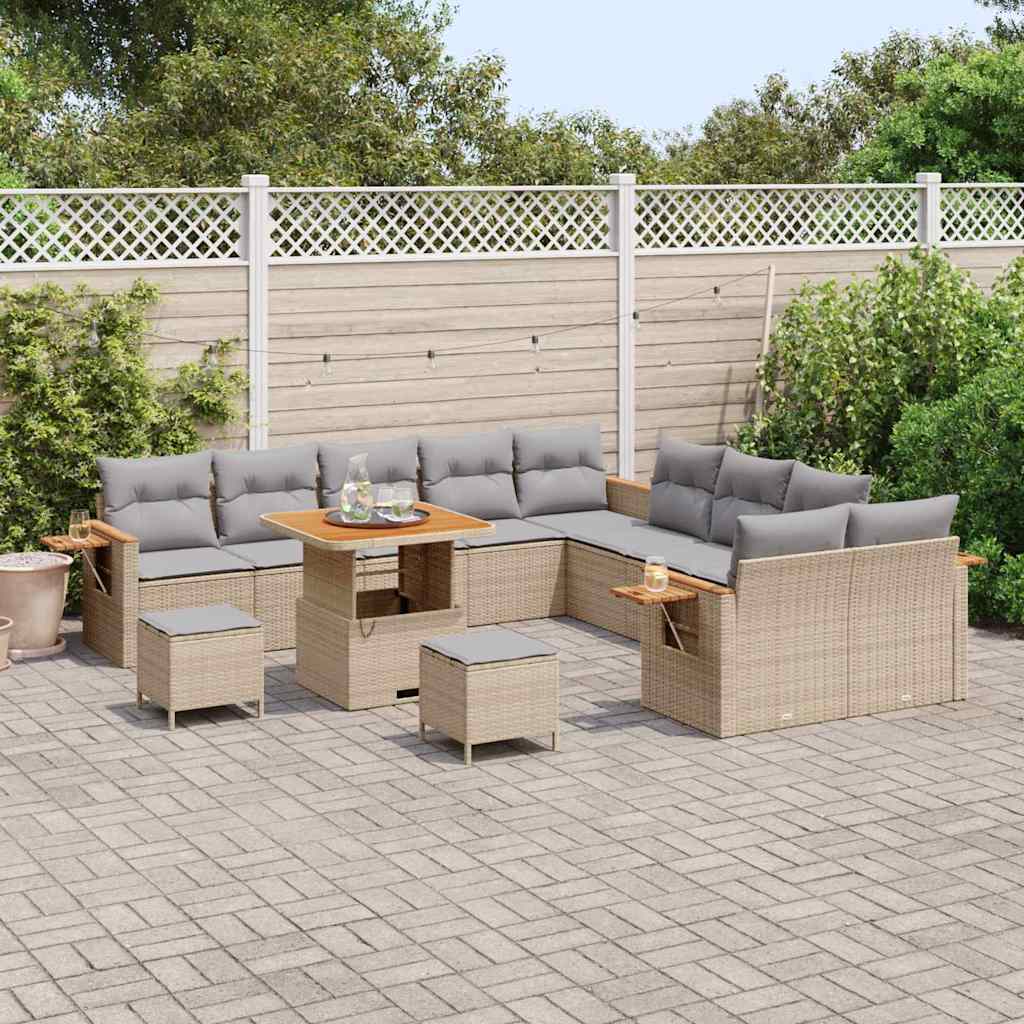Tuinbankenset met kussen 13 pcs Beige en Licht Grijs
