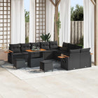 Tuinbankenset poly rattan zwart