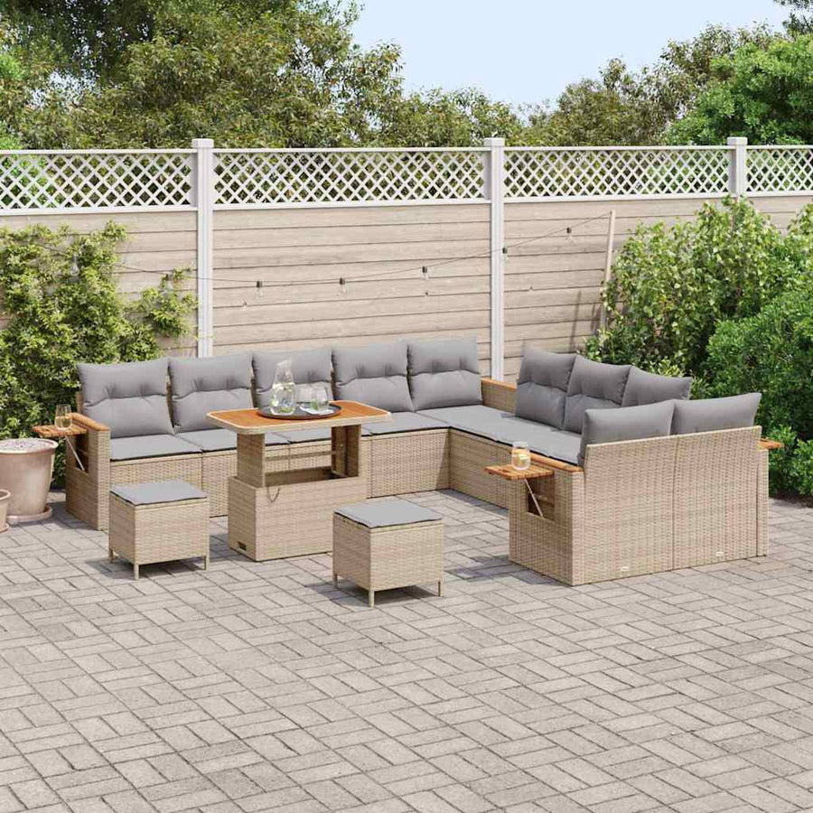 Tuinbankenset met kussen 13 pcs Beige en Licht Grijs