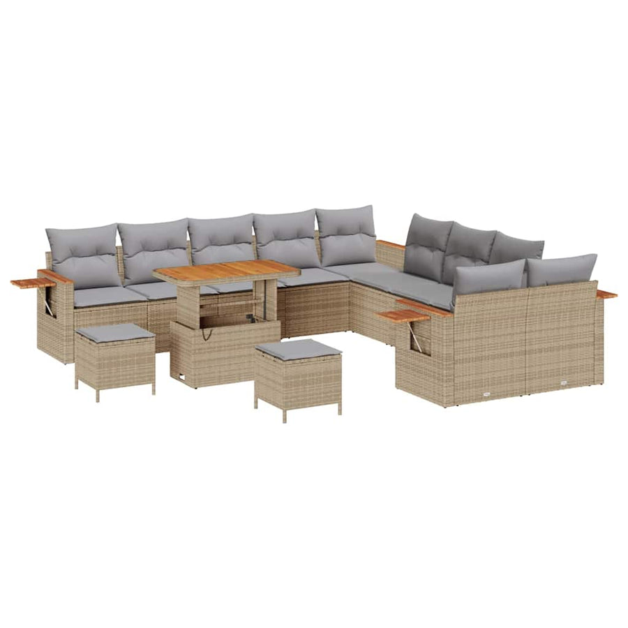 Tuinbankenset met kussen 13 pcs Beige en Licht Grijs