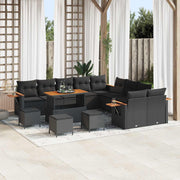 Tuinbankenset poly rattan zwart 110x55x71 cm